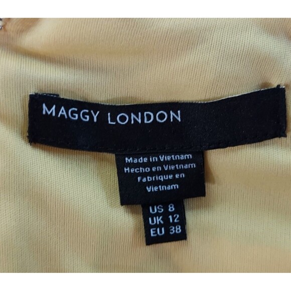 Maggy London Faux Wrap Dress Short Flutter Sleeves Womens Size 8 Colorful Floral - Picture 9 of 14